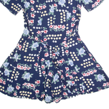 Womens Playsuit Blue Floral Wide-Leg Viscose M