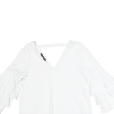 ZARA BASIC Womens Oversized Top White V-Neck Long Sleeve S