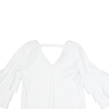 ZARA BASIC Womens Oversized Top White V-Neck Long Sleeve S