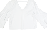 ZARA BASIC Womens Oversized Top White V-Neck Long Sleeve S
