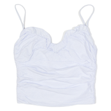 ZARA Ruched Womens Camisole Top Blue V-Neck Sleeveless S