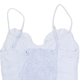 ZARA Ruched Womens Camisole Top Blue V-Neck Sleeveless S