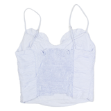 ZARA Ruched Womens Camisole Top Blue V-Neck Sleeveless S
