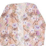 Womens Kimono Top Pink Long Sleeve Floral S