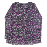 YESSICA Womens Printed Top Pink V-Neck Long Sleeve Floral L