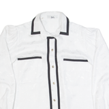 MARIC ROSELLA Womens Printed Shirt White Collared Long Sleeve 90s L