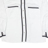 MARIC ROSELLA Womens Printed Shirt White Collared Long Sleeve 90s L