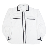 MARIC ROSELLA Womens Printed Shirt White Collared Long Sleeve 90s L