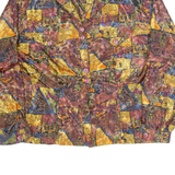 Womens Printed Shirt Brown Collared Long Sleeve 90s Crazy Pattern L
