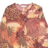 PROMOD Womens Printed Top Brown Long Sleeve Crazy Pattern S
