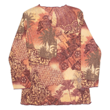 PROMOD Womens Printed Top Brown Long Sleeve Crazy Pattern S