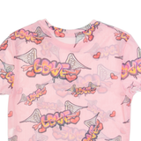 BERSHKA Graffiti Sheer Womens Printed Top Pink M