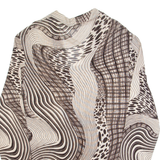 Womens Printed Top Beige V-Neck Long Sleeve Crazy Pattern M