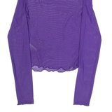 H&M DIVIDED Mesh Womens Top Purple High Neck Long Sleeve XS