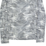 Mesh Womens Printed Top White Long Sleeve Crazy Pattern M