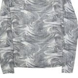 Mesh Womens Printed Top White Long Sleeve Crazy Pattern M