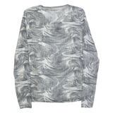 Mesh Womens Printed Top White Long Sleeve Crazy Pattern M