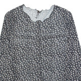 CHICOREE Mesh Womens Printed Top Black Long Sleeve Floral M