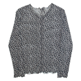 CHICOREE Mesh Womens Printed Top Black Long Sleeve Floral M