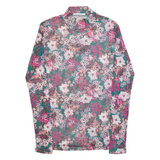 H. LIESEL Mesh Womens Printed Top Green High Neck Long Sleeve Floral S