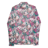 H. LIESEL Mesh Womens Printed Top Green High Neck Long Sleeve Floral S