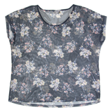 YESSICA Mesh Womens Printed Top Blue Floral L