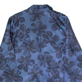 MOD Blazer Style Womens Printed Top Blue V-Neck Long Sleeve 90s Floral L