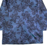MOD Blazer Style Womens Printed Top Blue V-Neck Long Sleeve 90s Floral L
