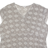 CASA BLANCA Mesh Womens Printed Top Grey V-Neck Crazy Pattern 2XL