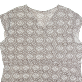 CASA BLANCA Mesh Womens Printed Top Grey V-Neck Crazy Pattern 2XL
