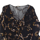 Y2K Womens Top Black V-Neck Long Sleeve 90s S