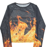 Fire Womens Printed Top Black Long Sleeve M