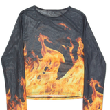 Fire Womens Printed Top Black Long Sleeve M