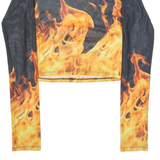 Fire Womens Printed Top Black Long Sleeve M