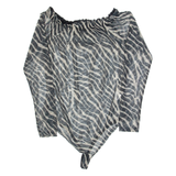 Womens Printed Bodysuit Black Long Sleeve Animal Print S