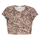 BERSHKA Y2K Womens Printed Top Brown S