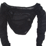 Ruched Womens Top Black Long Sleeve S