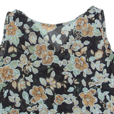 Mesh Sheer Womens Printed Top Black V-Neck Sleeveless Floral M