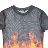 BERSHKA Fire Womens Printed Top Black S