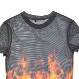 BERSHKA Fire Womens Printed Top Black S
