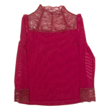 Womens Top Red High Neck Long Sleeve M