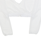 Womens Cropped Top White V-Neck Long Sleeve XS