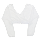 Womens Cropped Top White V-Neck Long Sleeve XS