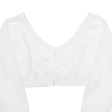 Womens Cropped Top White V-Neck Long Sleeve XS