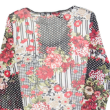 ELLY Mesh Womens Printed Top Black Long Sleeve Floral M