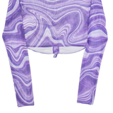 FB SISTER Ruched Marble Design Womens Printed Top Purple Long Sleeve S