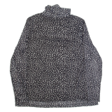 ESSENTIALS BY TCHIBO Womens Printed Top Black Roll Neck Long Sleeve Spotted L