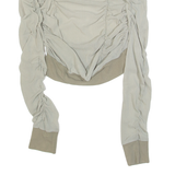 Ruched Womens Top Green Long Sleeve S