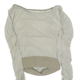 Ruched Womens Top Green Long Sleeve S