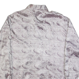 Peacock Womens Oversized Shirt Grey Collared Long Sleeve Crazy Pattern M